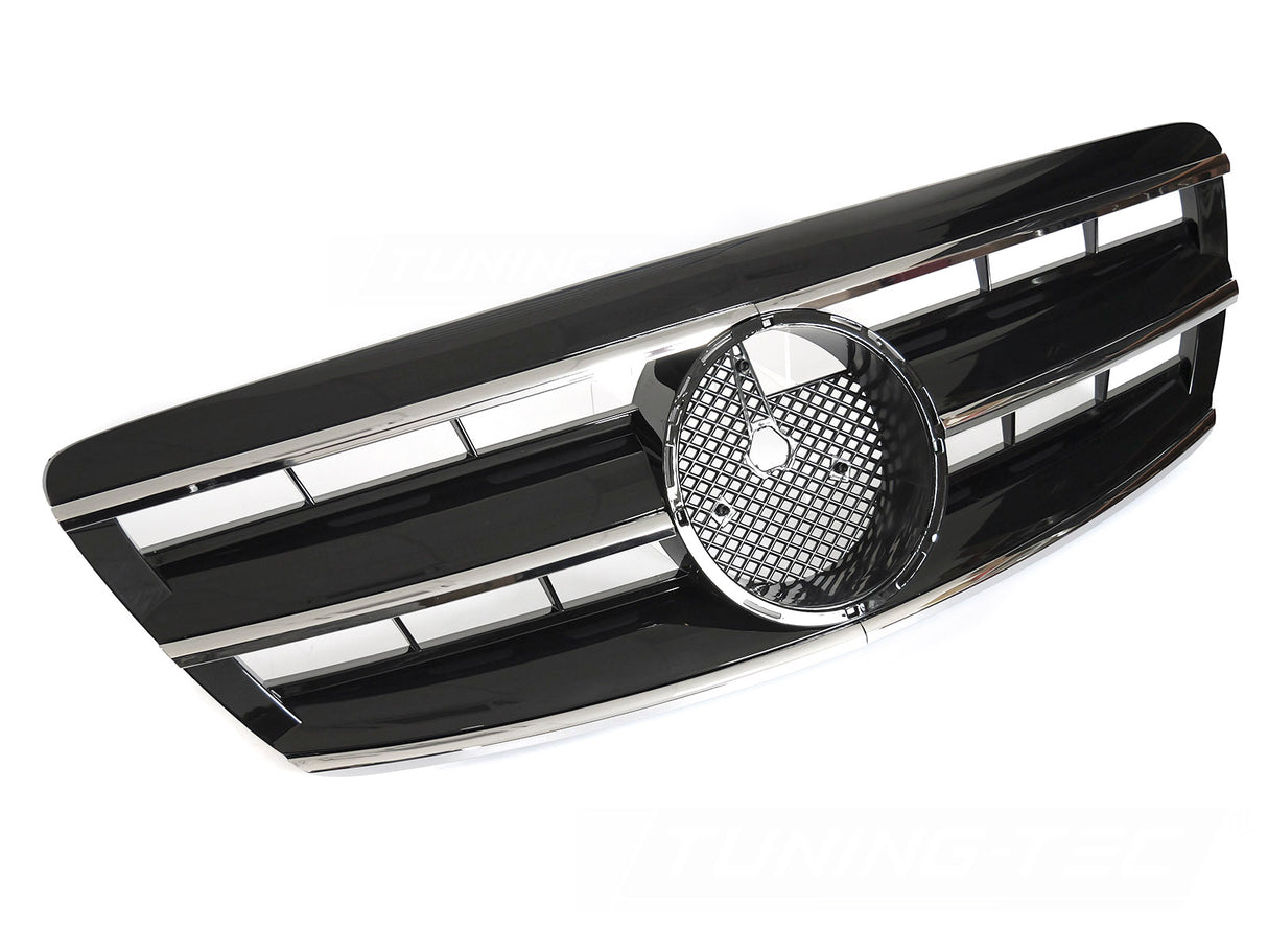 Sport Kühlergrill Chrom Schwarz für Mercedes S-Klasse W220 02-05, Tuning Zubehör