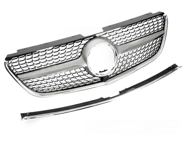 Diamond Kühlergrill Silber Chrom Mercedes Vito W447 2014-2019 mit Kameraaufnahme