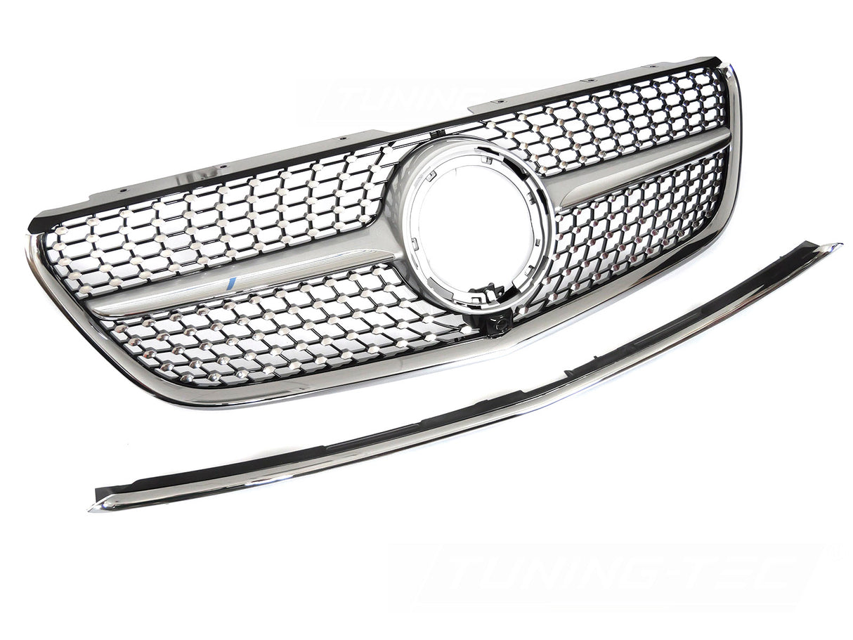 Diamond Kühlergrill Set für Mercedes Vito W447 2019-2023 Silber Schwarz mit Kamera