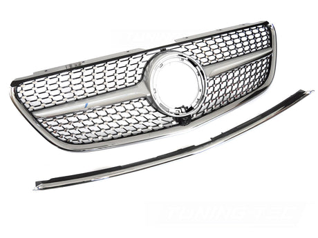 Diamond Kühlergrill Set für Mercedes Vito W447 2019-2023 Silber Schwarz mit Kamera