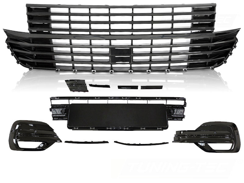 Kühlergrill Stoßstangen Element Set für VW T6.1 2020- Glanz Schwarz Front Grill - CR Tuning