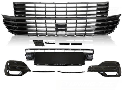Kühlergrill Stoßstangen Element Set für VW T6.1 2020- Glanz Schwarz Front Grill