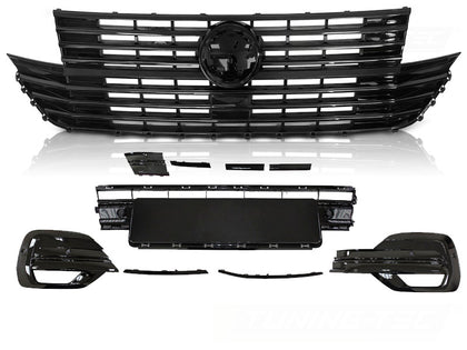 Kühlergrill mit Stoßstangen Element für VW T6.1 2020- Glanz Schwarz Front Grill