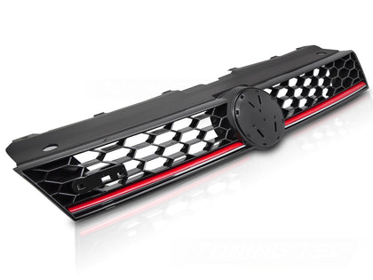 Sport Kühlergrill schwarz Glanz mit roter Linie für VW Golf 7 Facelift 2017-2019
