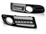 LED Tagfahrlicht Blenden für Audi A4 B7 S-Line S4 2004-2008 mit Chromring und Wabenmuster