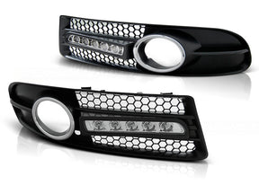 LED Tagfahrlicht Blenden für Audi A4 B7 S-Line S4 2004-2008 mit Chromring und Wabenmuster