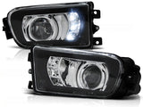 LED Nebelscheinwerfer Set für BMW 5er E39 Z3 schwarz, mit integrierten LEDs und Chromring