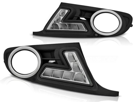 Schwarze VW Golf 6 Nebelscheinwerfer Blenden Set mit LED Tagfahrlicht, klare Optik für KFZ Tuning