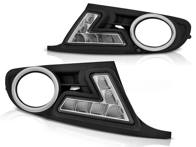 Schwarze VW Golf 6 Nebelscheinwerfer Blenden Set mit LED Tagfahrlicht, klare Optik für KFZ Tuning