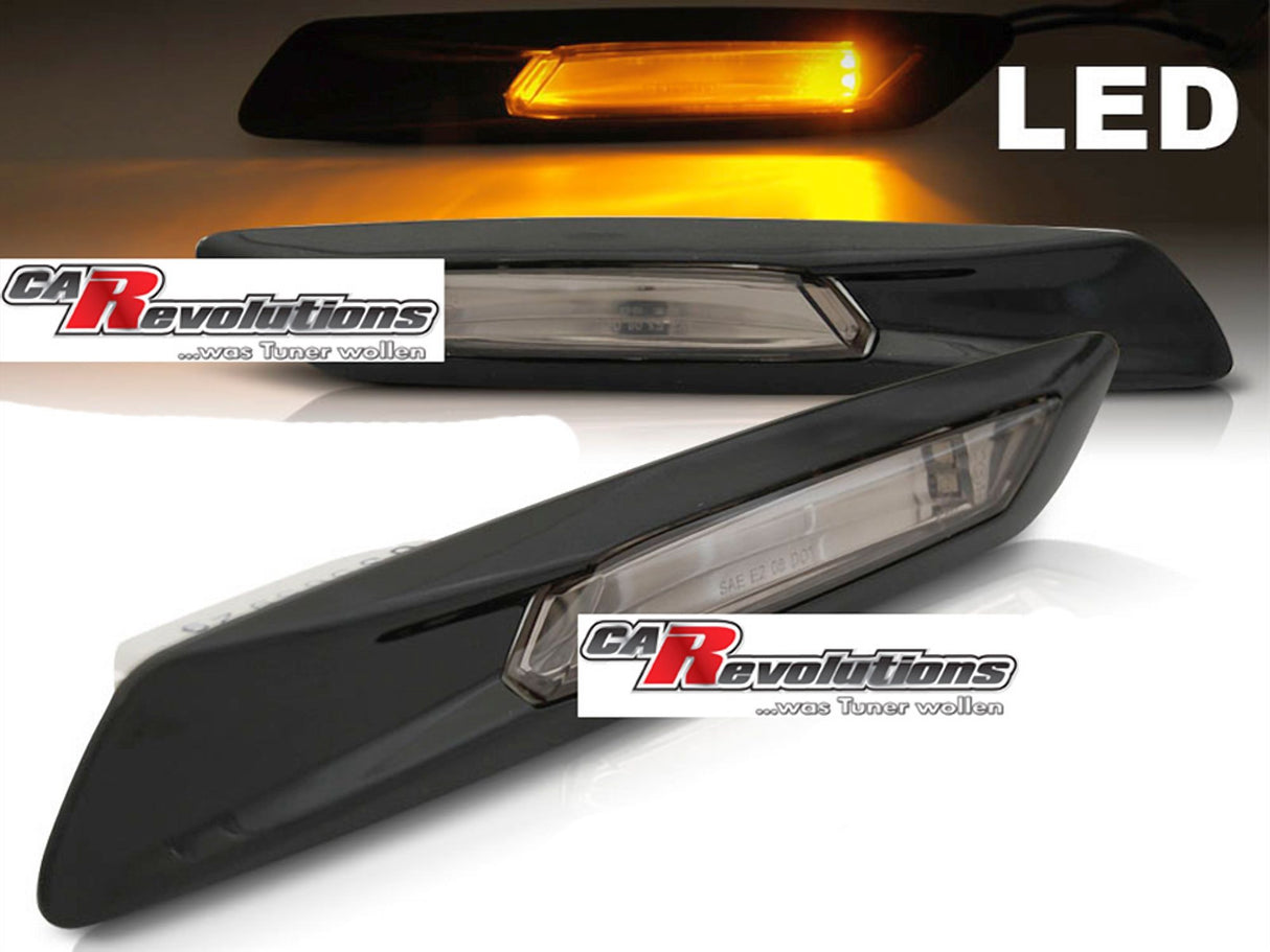 LED Seitenblinker Set für BMW 5er F10 F11 schwarz glanz smoke 2010 bis 2013