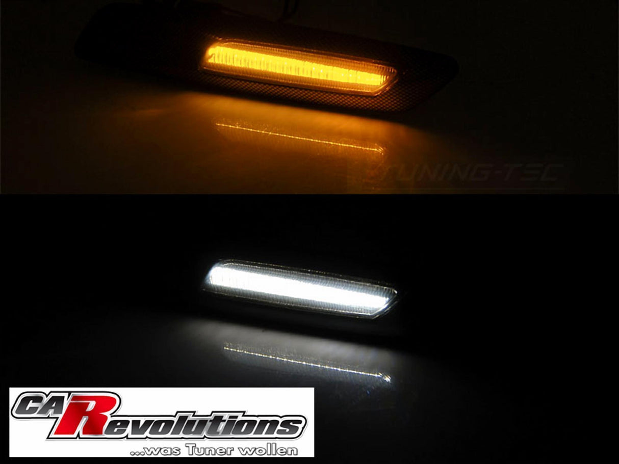 Für BMW 3er E90 E91 E92 E93 - LED Seitenblinker in Carbon Look F10 Design