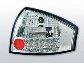 LED Rückleuchten chrom für Audi A6 97-04, mit roten Reflektoren und vielen LEDs