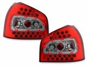 LED Rückleuchten rot chrom für Audi A3 8L 96-00, Tuning Rücklichter Set
