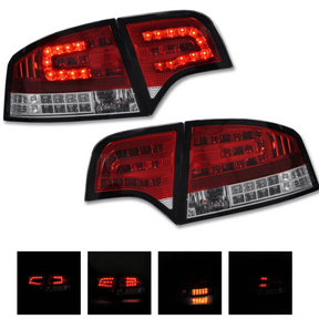LED Rückleuchten rot weiß für Audi A4 B7 Limo, Set mit mehreren Ansichten