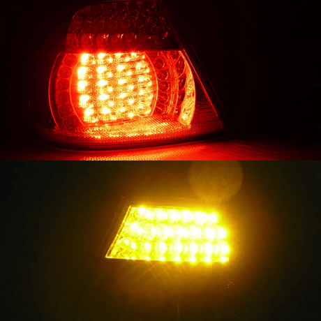 LED Rückleuchten rot und gelb für KFZ Tuning, Tagfahrlicht, Blinker, Bremslicht, Rückfahrlicht, Heckleuchten