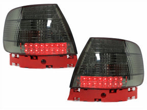 LED Rückleuchten Set smoke für Audi A4 B5 1994-2000 mit roten LEDs und rotem Sockel