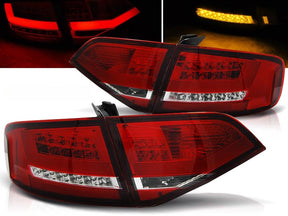 Rote LED Lightbar Rückleuchten für Audi A4 B8 Limo 2008-2011, Tuning Rücklichter