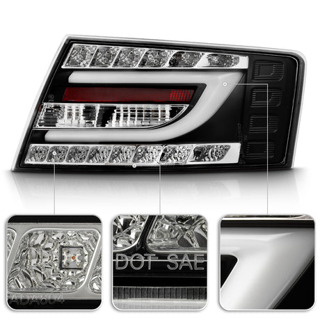 LED Rückleuchten Set Schwarz für Audi A6 C6 Limousine 04.2004-2008 mit Light Bar, 7-poliger Stecker
