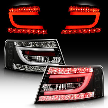 LED Rückleuchten Set Schwarz für Audi A6 C6 Limousine 04.2004-2008 mit Light Bar, 7-poliger Stecker