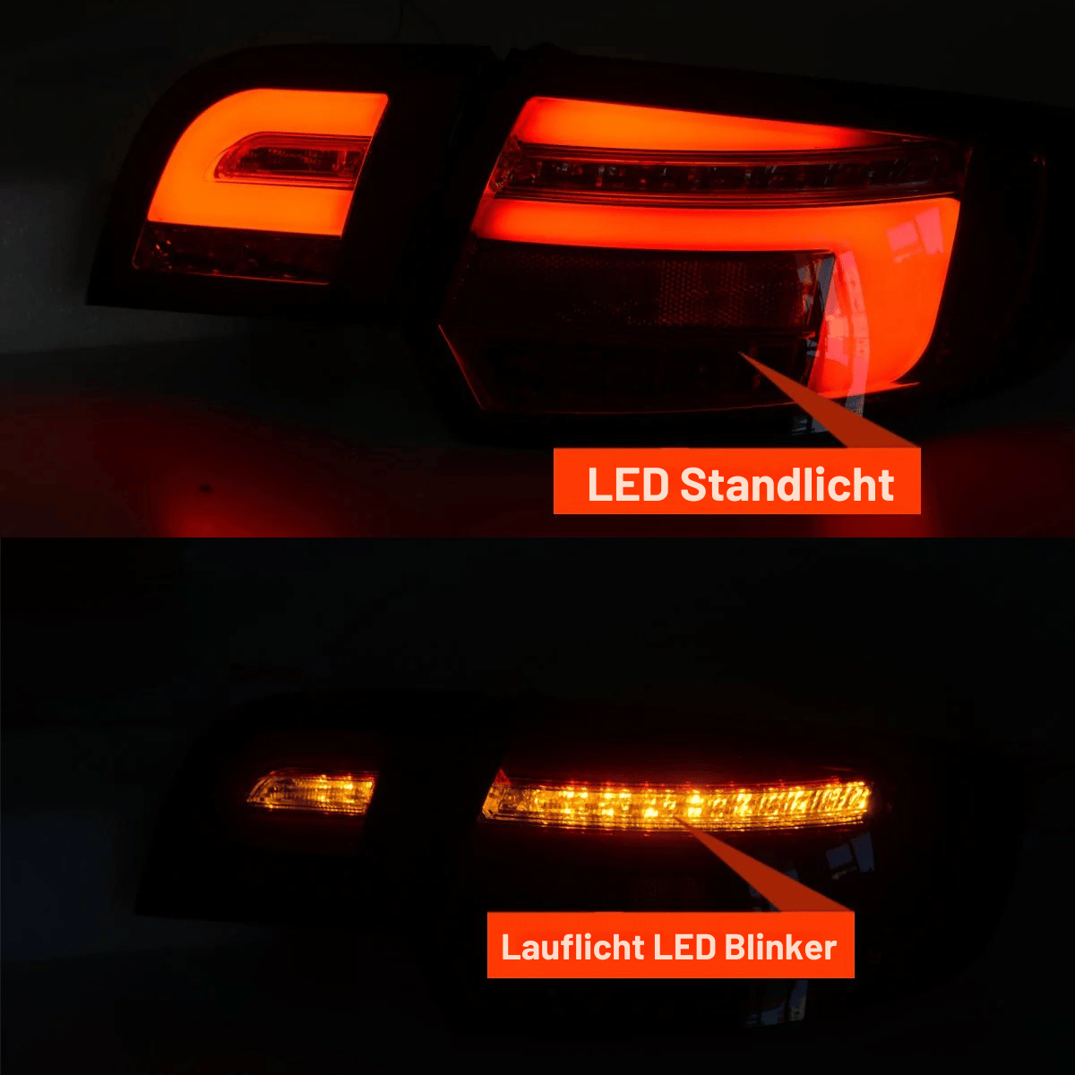 LED Lightbar Rückleuchten Set Rot für A3 8P Sportback 2003–2008 mit dynamischen Blinkern
