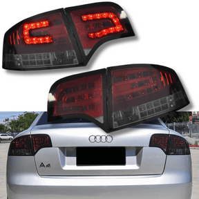 LED Rückleuchten Set Rot Smoke für Audi A4 B7 Limousine 2004-2008. Tuning Rücklichter