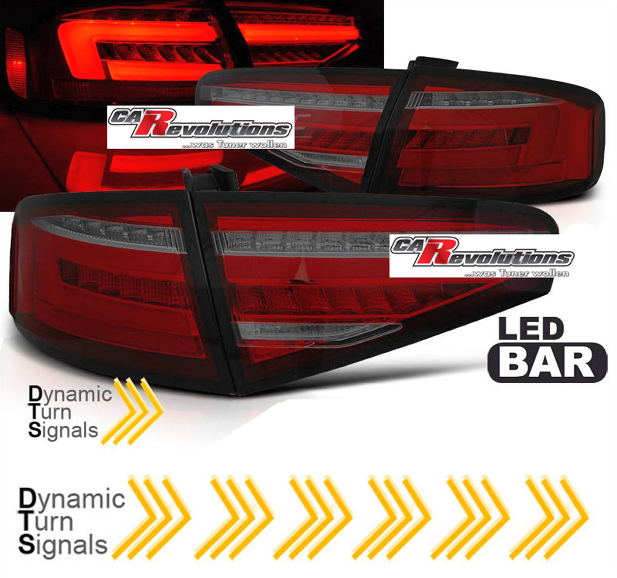 Led dynamischer Blinker Rückleuchten Set für Audi A4 B8 8K Limousine in rot smoke 2012-2015