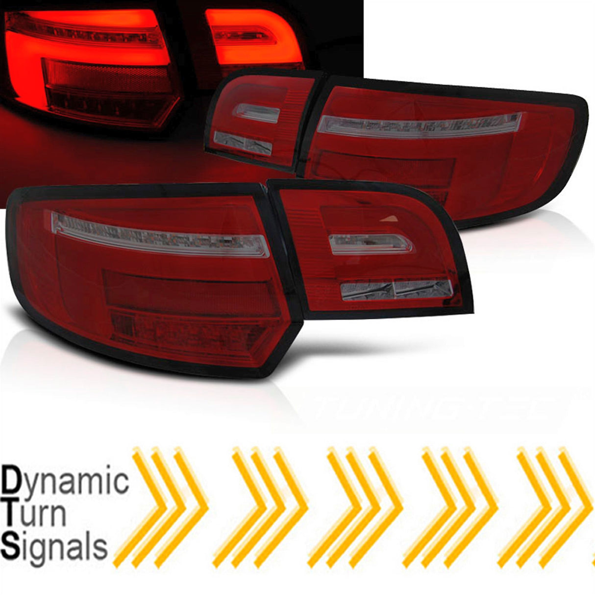 LED dynamische Rückleuchten Set für Audi A3 8P Sportback 2003 bis 2008-  in rot smoke