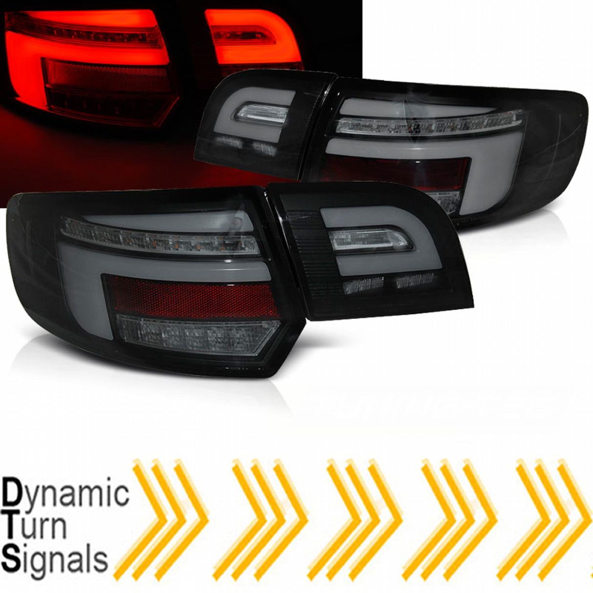 Voll LED Rückleuchten Set Schwarz für Audi A3 8P FL Sportback 2009-2012 mit dynamischen Blinkern