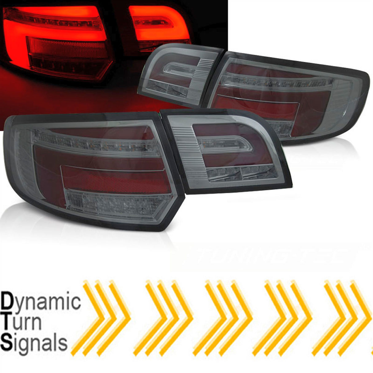 LED dynamische Rückleuchten Set für Audi A3 8P Sportback 2003 bis 2008-  smoke chrom