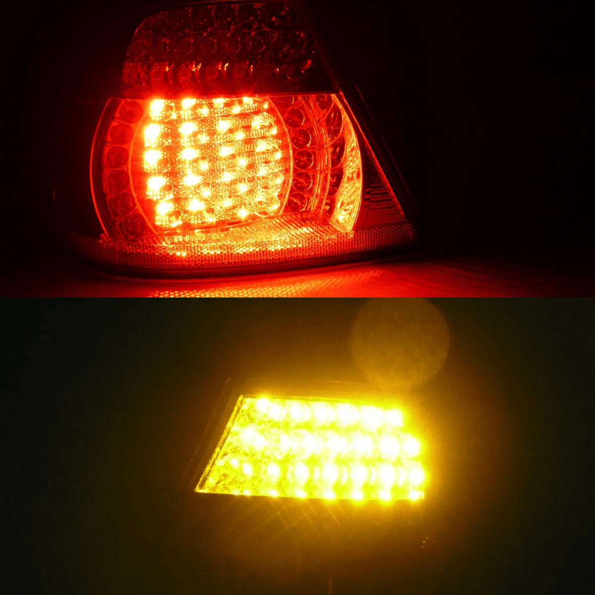 LED Rückleuchten rot und gelb für KFZ Tuning, leuchtende Autoteile