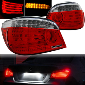 leuchten rot weiß 03-07, Tuning Heckleuchten Set für BMW 5er für BMW E60 LED Rück