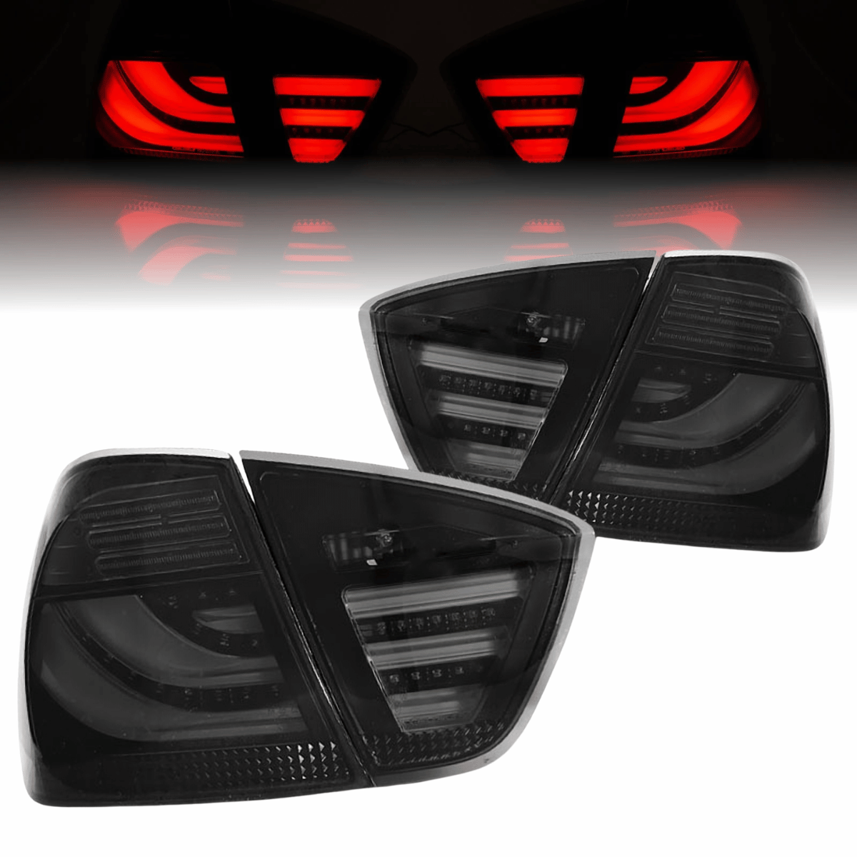 LED Lightbar Rückleuchten Smoke Schwarz BMW 3er E90 Limousine 03.2005–08.2008 mit LED Blinker