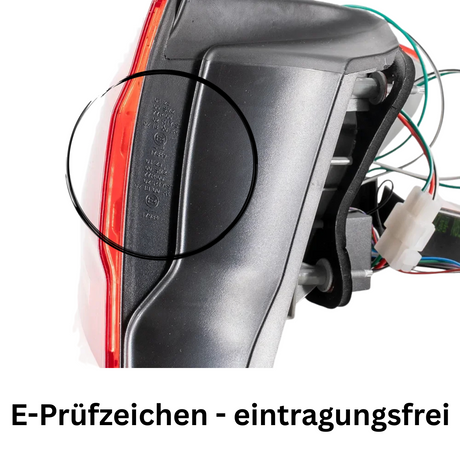 E-Prüfzeichen auf Rückleuchte für KFZ-Tuning, LED-Rückleuchten, Fahrzeugzubehör