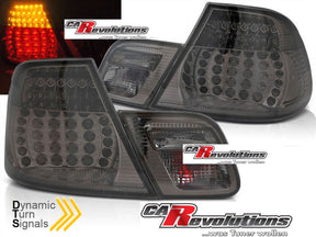 Dynamische LED Rückleuchten smoke für BMW E46 Coupe, mit CR-Tuning Logo