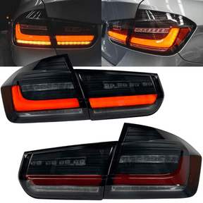 leuchten Set Schwarz mit Lightbar und dynamischem Blinker für BMW 3er F30 Voll LED Rück