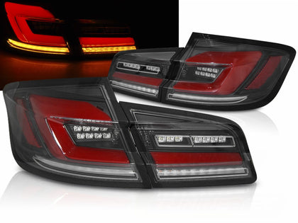 Voll LED Rückleuchten Set Schwarz für BMW 5er F10 Limousine 2010–2016 mit LED Lightbar & dynamischen Blinkern