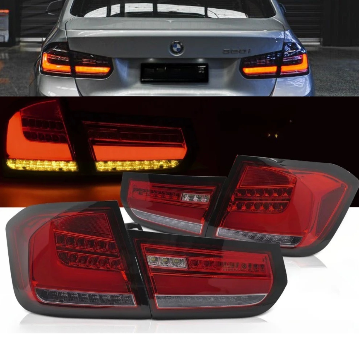Voll LED Rückleuchten Set in Rot für BMW 3er F30 Bj. 2011-2015 Dynamischer Blinker &Lightbar