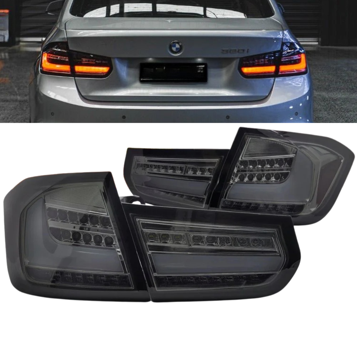 Voll LED Rückleuchten Set in Smoke für BMW 3er F30 Bj. 2011-2015 Dynamischer Blinker &Lightbar
