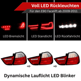 Voll LED LightBar Rückleuchten Set Schwarz für BMW 3er E90 LCI Limousine 2009-2011 Dynamische Blinker