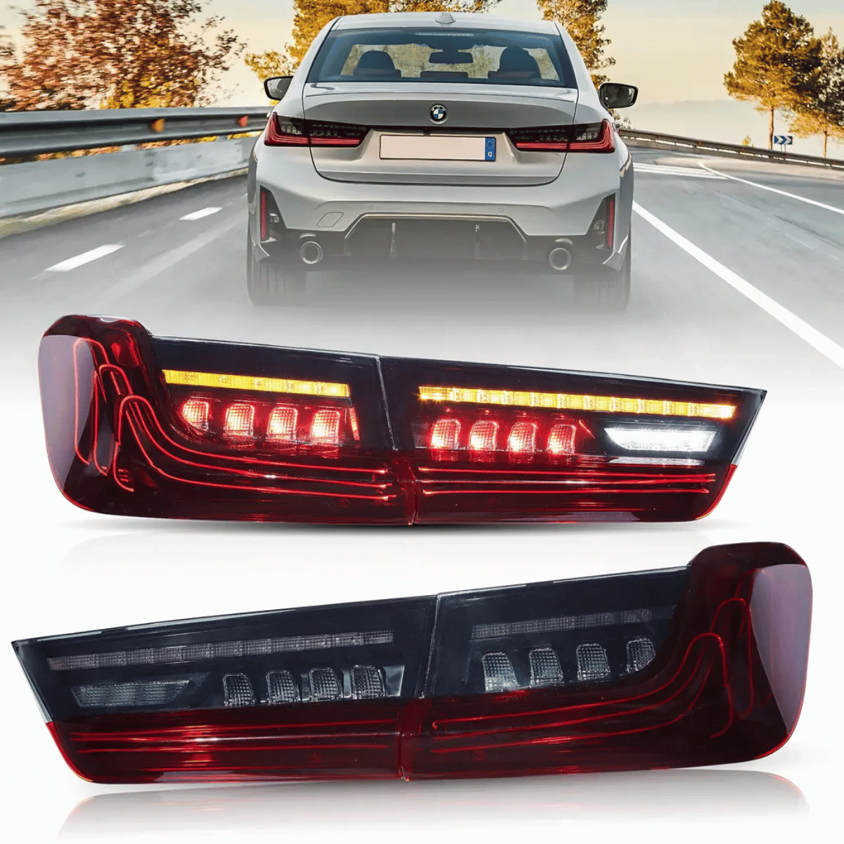 Voll LED Laser Rückleuchten Set in Rot für BMW 3er G20 2019–2022