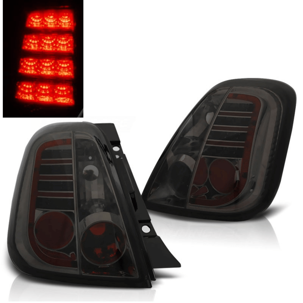 Getönte LED Rückleuchten für Fiat 500, dunkles Design, Tuning Zubehör