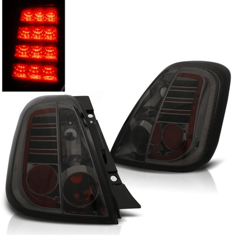Getönte LED Rückleuchten für Fiat 500, dunkles Design, Tuning Zubehör