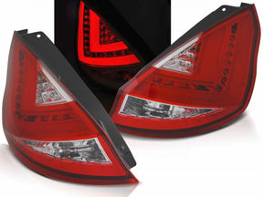 LED Lightbar Rückleuchten rot für Ford Fiesta MK7 2008-2012, Rücklichter mit L-förmigem Lichtband