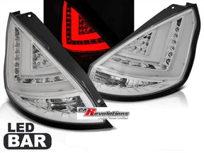 LED Lightbar Rückleuchten chrom für Ford Fiesta MK7 2008-2012, Rücklichter mit LED-Streifen
