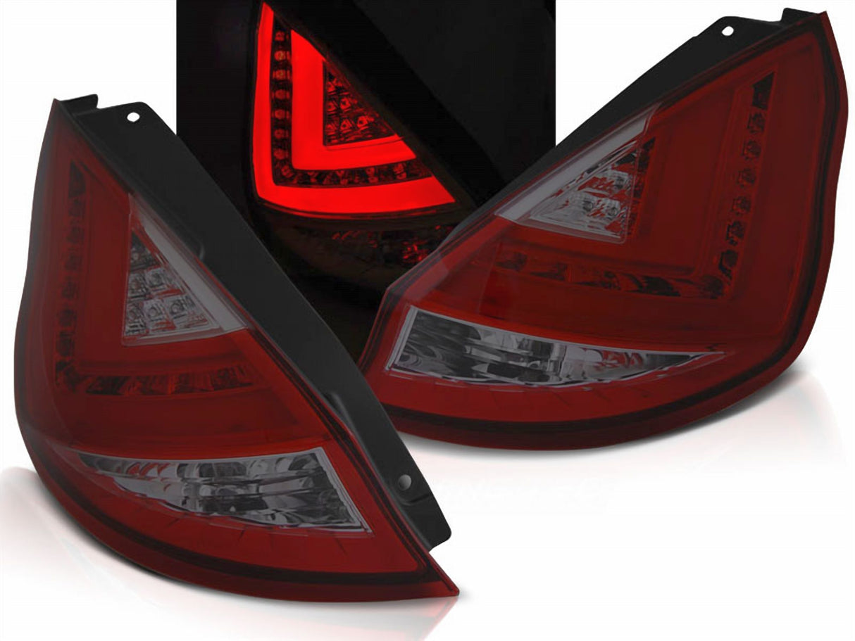 Facelift LED Lightbar Rückleuchten Set für Ford Fiesta MK7 2012-2016 HB rot matt
