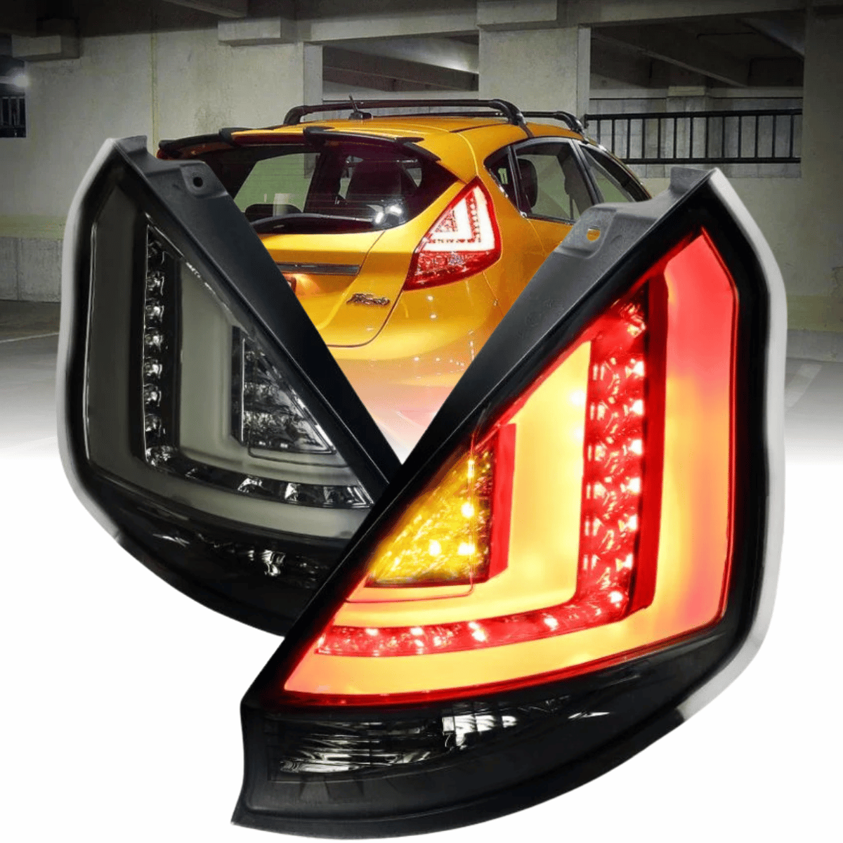LED Lightbar Rückleuchten in smoke für Ford Fiesta MK7 2012-2015 HB