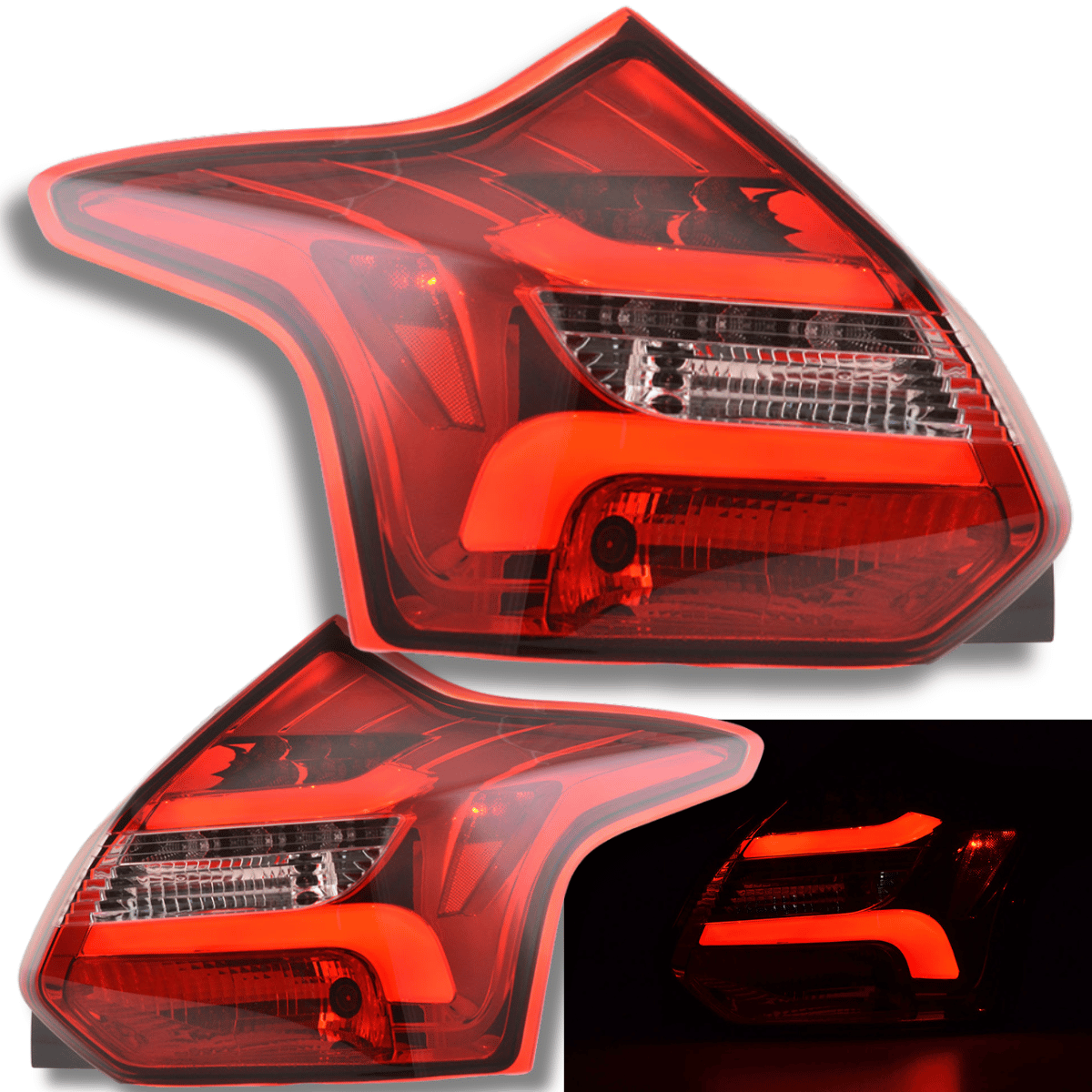 LED Lightbar Rückleuchten Set in rot weiß für Ford Focus MK3 2011-10.2014