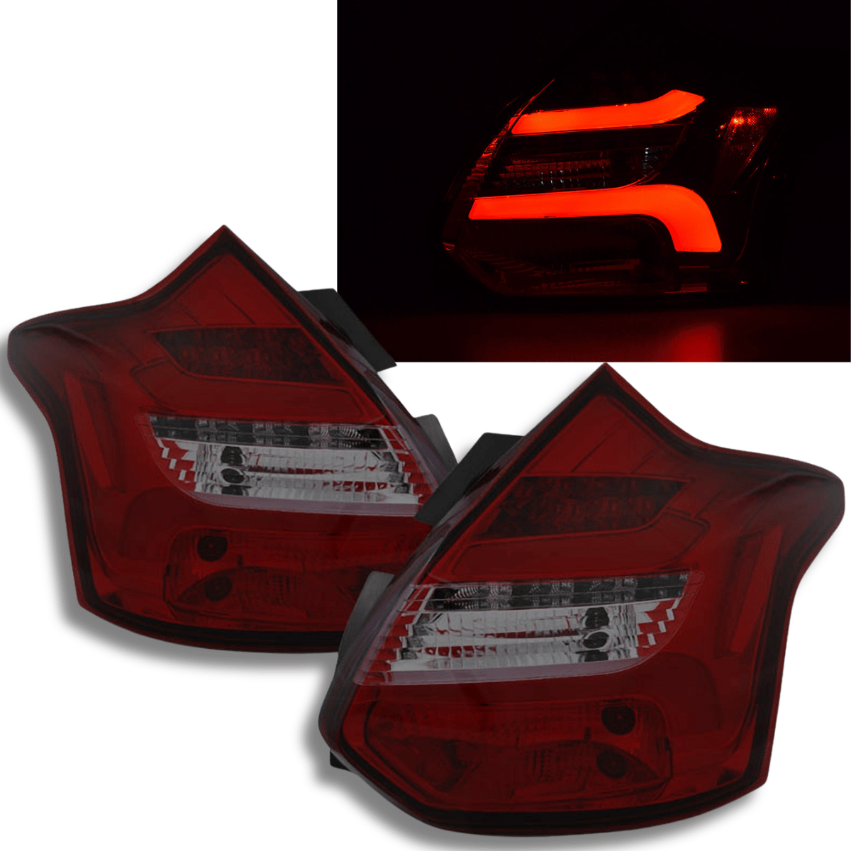 LED Lightbar Rückleuchten Set in rot smoke für Ford Focus MK3 2011-10.2014