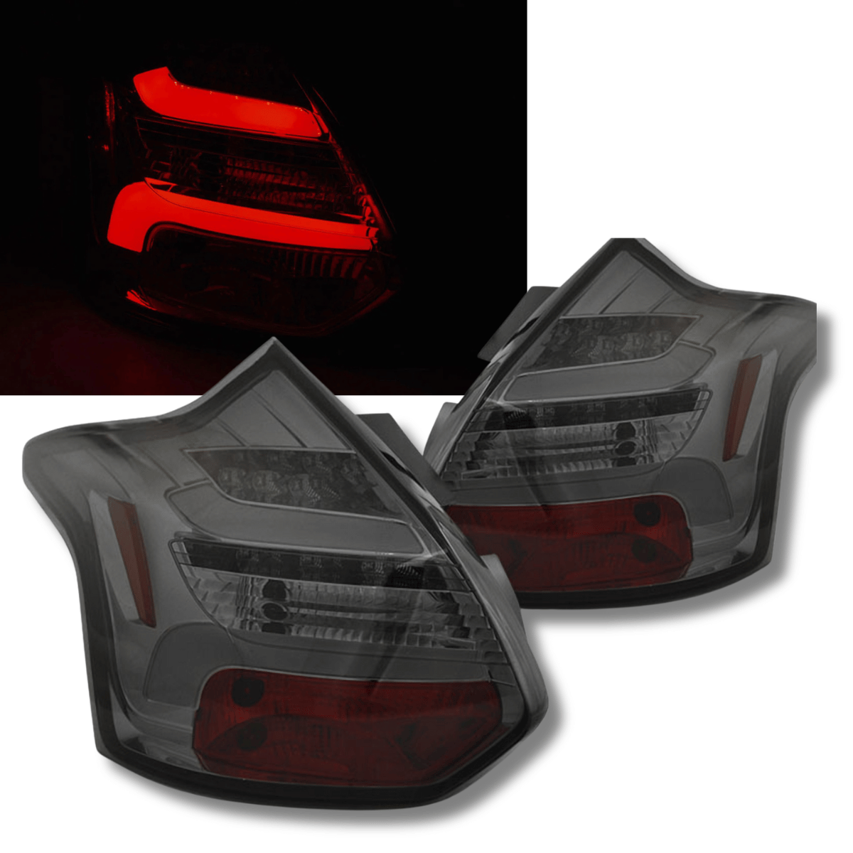 LED Lightbar Rückleuchten Set in smoke für Ford Focus MK3 2011-10.2014