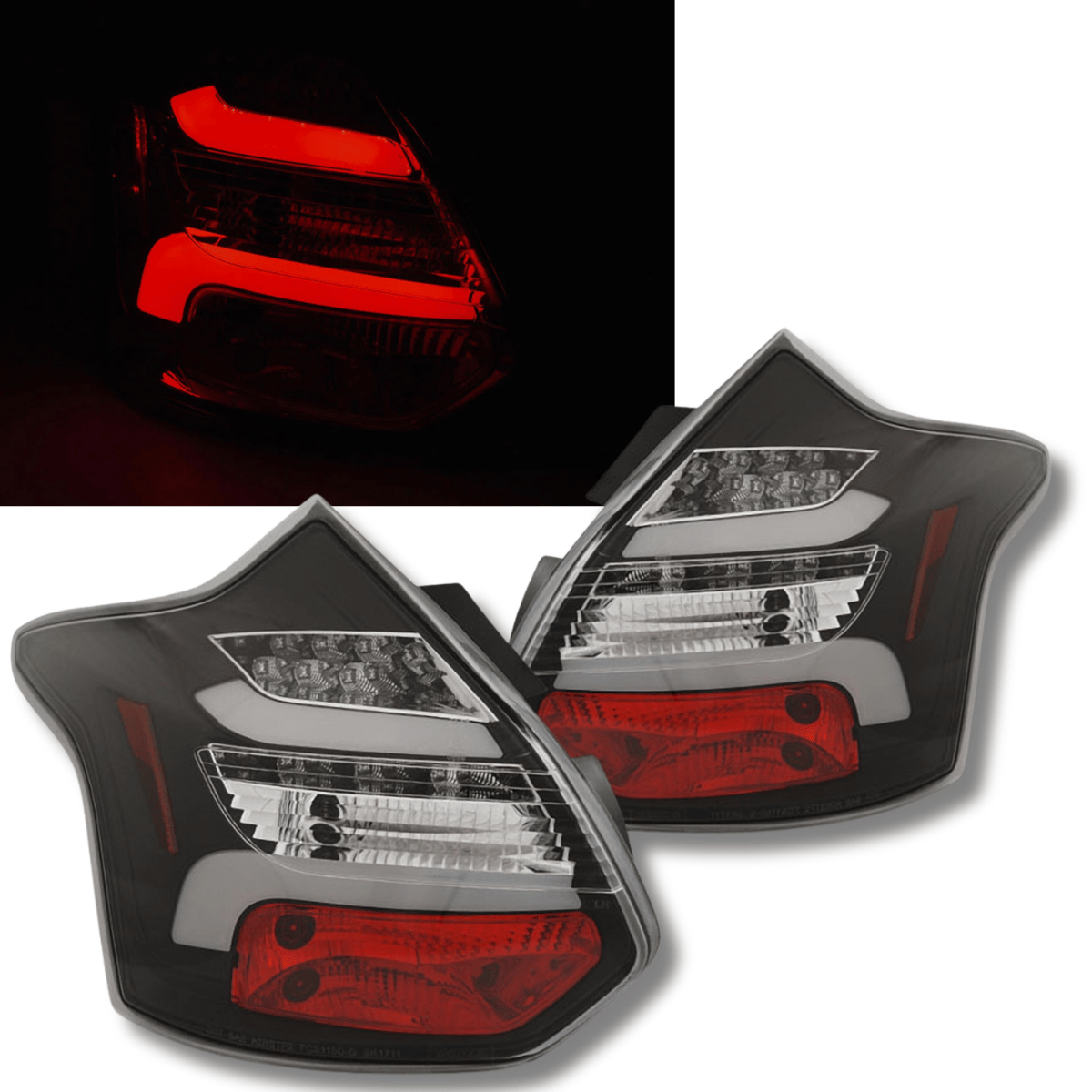LED Lightbar Rückleuchten Set in schwarz für Ford Focus MK3 2011-10.2014